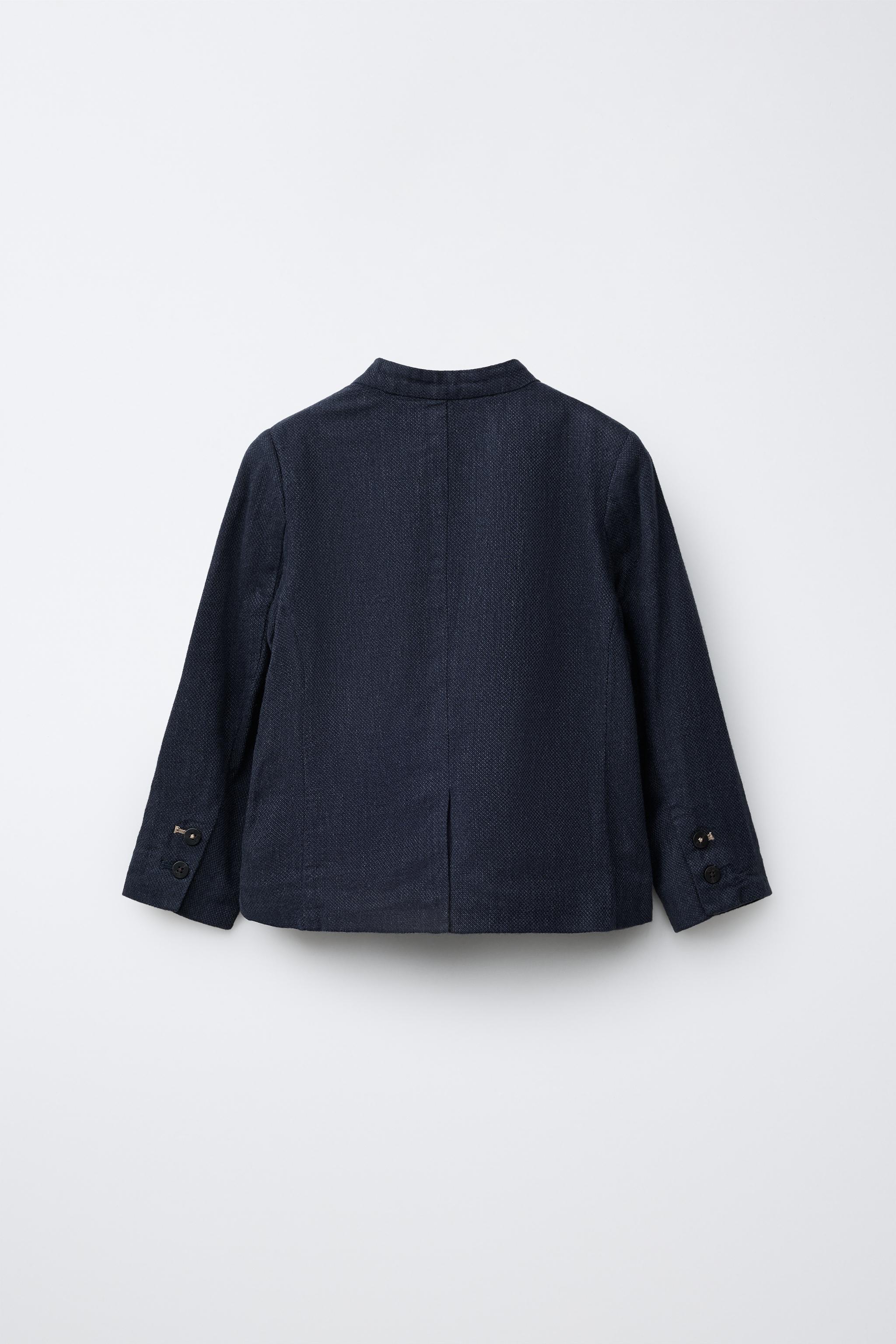 LINEN MANDARIN COLLAR SUIT JACKET
